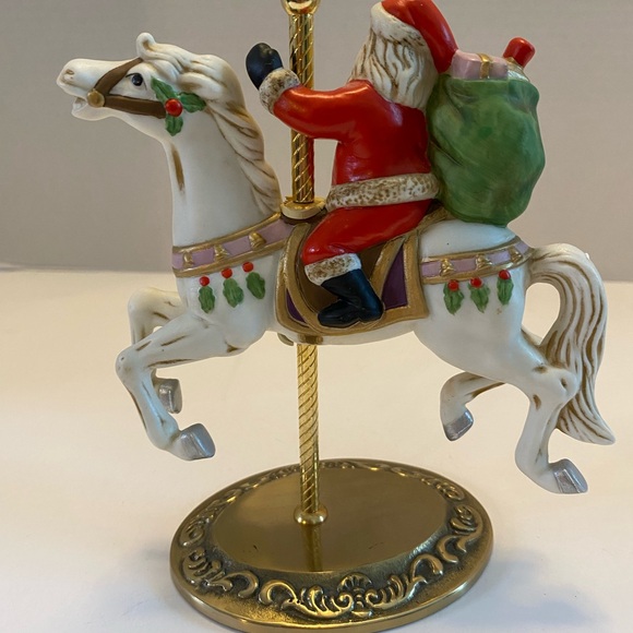 Vintage Santa riding carousel horse figurine holidays Home Interiors Homco #5117 - Picture 4 of 11